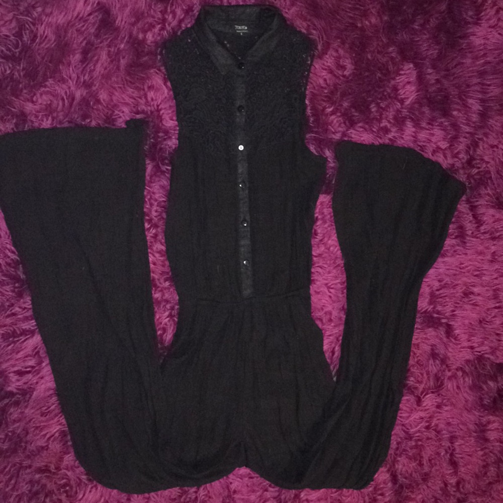 Black Flowey Lace Tank Jumpsuit